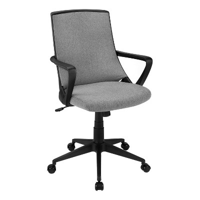 Contemporary Grey Mesh & White Mid-Back Swivel Office Chair with Fixed Arms