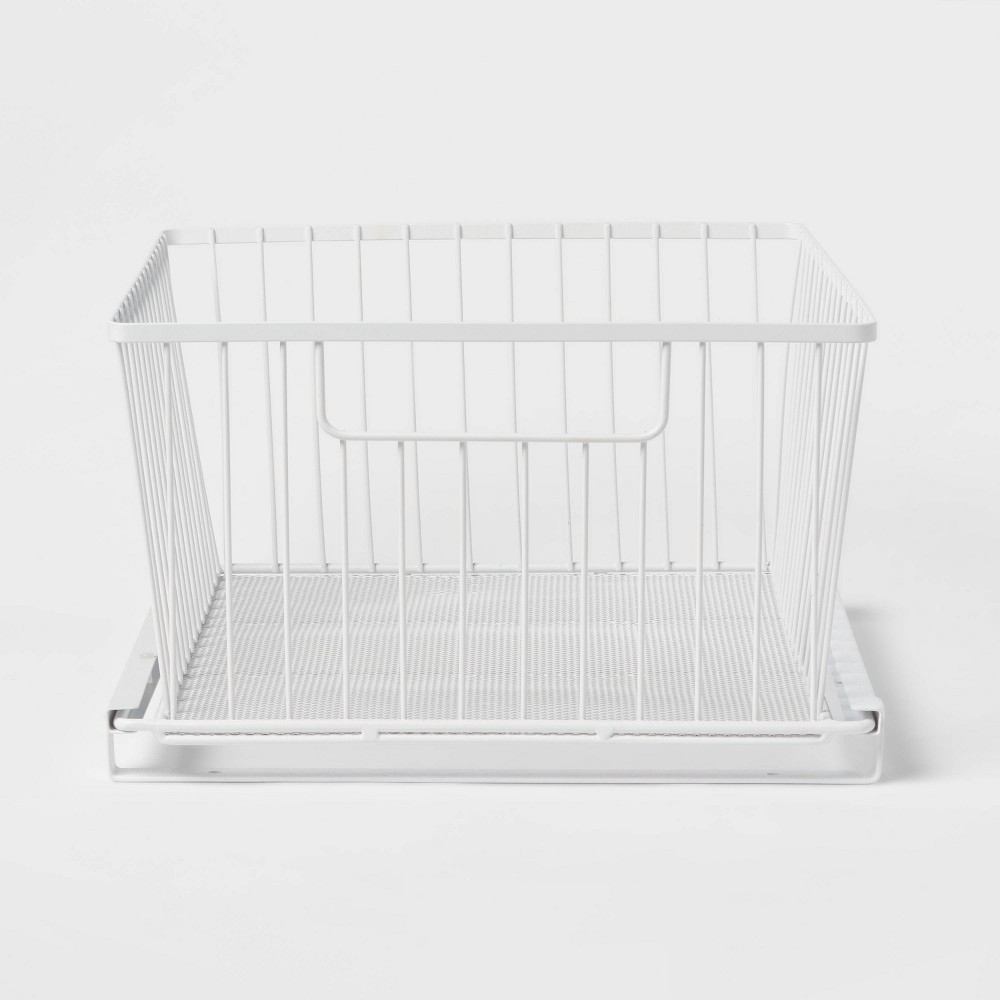 Open Drawer Organizer Matte White - Brightroom™: Metal Utility Storage with Handles, 0.55 Capacity