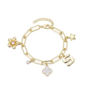Adornia 14k Yellow Gold Plated Initial Chunky Charm Bracelet - 1 of 1