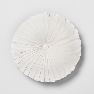 Cream Pleated Velvet Round Throw Pillow - Opalhouse , Ivory
