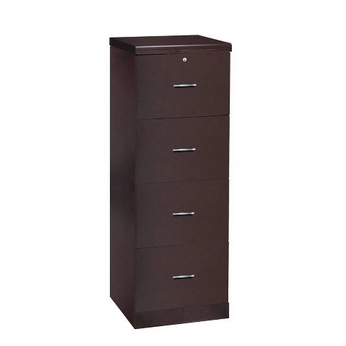 Carson 4 Drawer Vertical Wood Veneer File Cabinet Espresso Brown