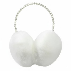 FAAYFIAN Faux Fur Fuzzy Earmuffs Ear Warmer for Winter Women with Pearl Headband, Soft Plush Outdoor Ear Muffs - 1 of 4