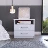 GlasFlength Nightstands Modern Nightstand Bedroom Nightstand Elegant Bedside Table with 2 Drawers for Living Room, White, 16"*13.3"*19.9" - 2 of 4