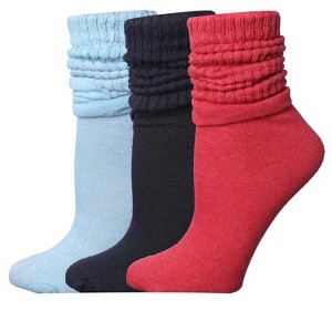 Tipi Toe Womens 3 Pairs Slouch Knee High Dramatic Colorful Boot Socks Warm Cozy Crew Cotton Scrunch Socks - 1 of 1