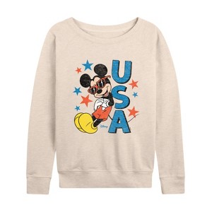 Women's - Disney - Americana Lightweight French Terry Wide Neck Long Sleeve Shirt - 1 of 4