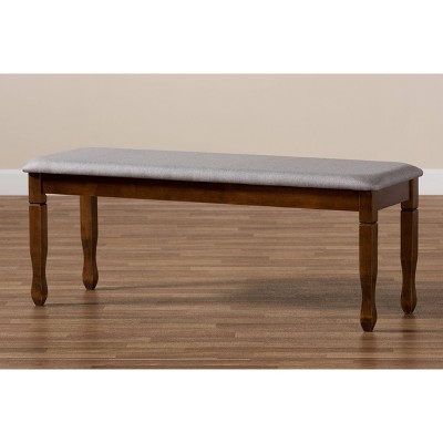 Corey 48'' Gray Fabric and Walnut Wood Classic Dining Bench