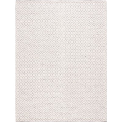 Ivory and Red Hand-Knotted Wool Rectangular Area Rug