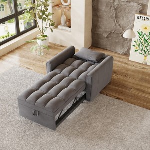 PAGED 38.2"Foldable Large Sofa Bed,Modern Velvet Single Couch with Adjustable Backrest,3 Positions and Pillows,Sofa for Living Room - 1 of 4
