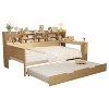 TIRAMISUBEST Wooden Twin/Full Size Daybed with Storage Shelves, Multi-functional Day Bed Frame Sofa Bed with Twin Size Trundle Bed and Study Desk - 4 of 4