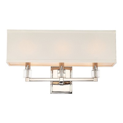 Elegant 3-Light Polished Nickel Vanity Sconce with Crystal Accents