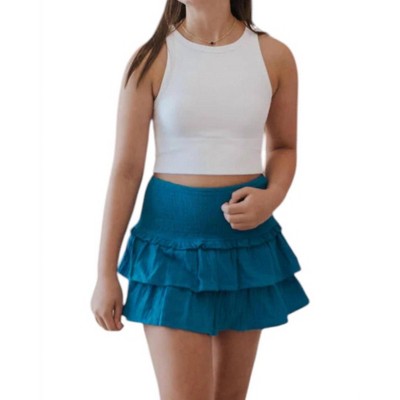 Women's Smocked Waist Ruffle Skort - day + moon