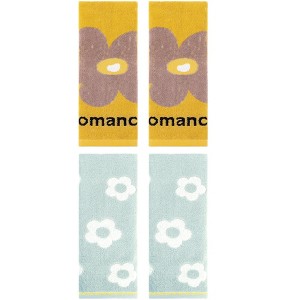 REGALWOVEN 4 Pcs Cute Floral Pattern Cotton Bathroom Soft Absorbent Hand Towel - 1 of 4