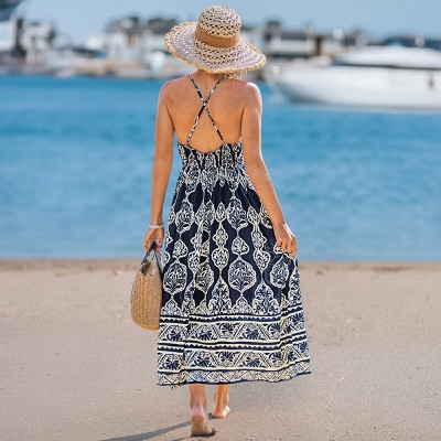 Women's Boho Chic Printed Maxi Dress for Beach Vacation - Cupshe