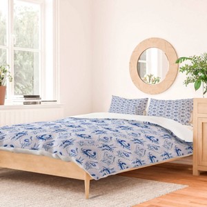 Deny Designs Britt Mills Design Nauti Crab King Duvet and Sham Set (2-3pc Set) - 1 of 4