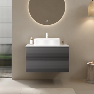 FAMYYT 30 in. Single Sink Floating Gray Bath Vanity with White Artificial Marble Top, Soft-close Drawers - 1 of 4