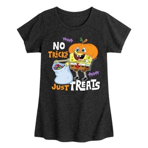 Girls' - SpongeBob SquarePants - No Tricks Just Treats Fitted Short Sleeve Graphic T-Shirt - 1 of 4