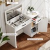 Fredees Vanity Desk: Flip Top Mirror, Drawers, Storage Cabinet, Bedroom Makeup Table, Wood Home Office Desk - 3 of 4