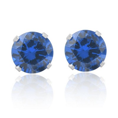Pompeii3 1Ct TW Blue Sapphire 5mm Studs in 10k White or Yellow Gold