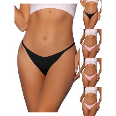 Allegra K Women's V-waisted Ruched Invisibles Breathable No Trace Thongs Multicolored