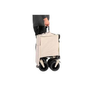 Foldable Extended Wagon with 220lbs Weight Capacity, Heavy Duty 300L Folding Utility Garden Cart Beige - 1 of 4