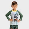 Toddler Boys' Monster Jam Long Sleeve Rash Guard Set - Olive Green - 3 of 4