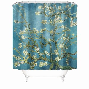 Dark Green Flower Branches Shower Curtains for Bathroom Waterproof Fabric Bath Curtain Durable Soft Stylish Bathroom Decor 72x72 Inch - 1 of 1
