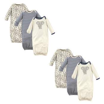 Touched by Nature Unisex Baby Organic Cotton Gowns, Elephant 6-Piece