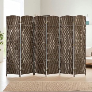 Resenkos 6-Panel 6' Tall Folding Room Divider - Freestanding Wood Privacy Screen for Home Office, - 1 of 4