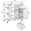 Rolling Kitchen Island Cart with Drawer,Kitchen Cart Cabinet with Storage Shelves & Wine Rack &Lockable Wheels,Island Table for Kitchen Dining Room - 4 of 4