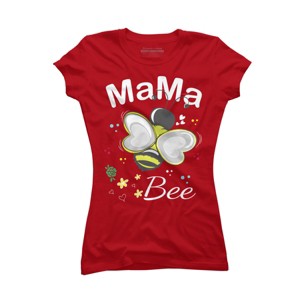 Junior's Design By Humans Mama Bee Floral Pattern By Aminemangaka1 T-Shirt - 1 of 2