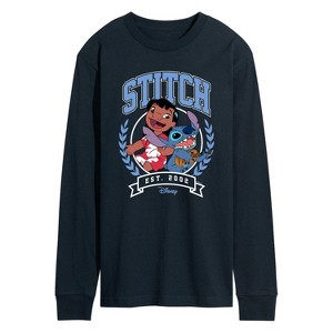 Men's - Disney - Stitch Collegiate Group Long Sleeve Graphic T-Shirt - 1 of 3