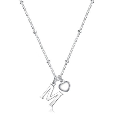 Turandoss Heart Initial Necklaces for Girls - Teen Girl Gifts Dainty Heart Pendant Silver Initial Necklaces for Women Jewelry