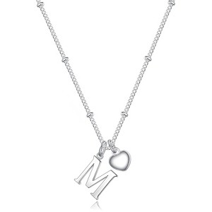 Turandoss Heart Initial Necklaces for Girls - Teen Girl Gifts Dainty Heart Pendant Silver Initial Necklaces for Women Jewelry - 1 of 4