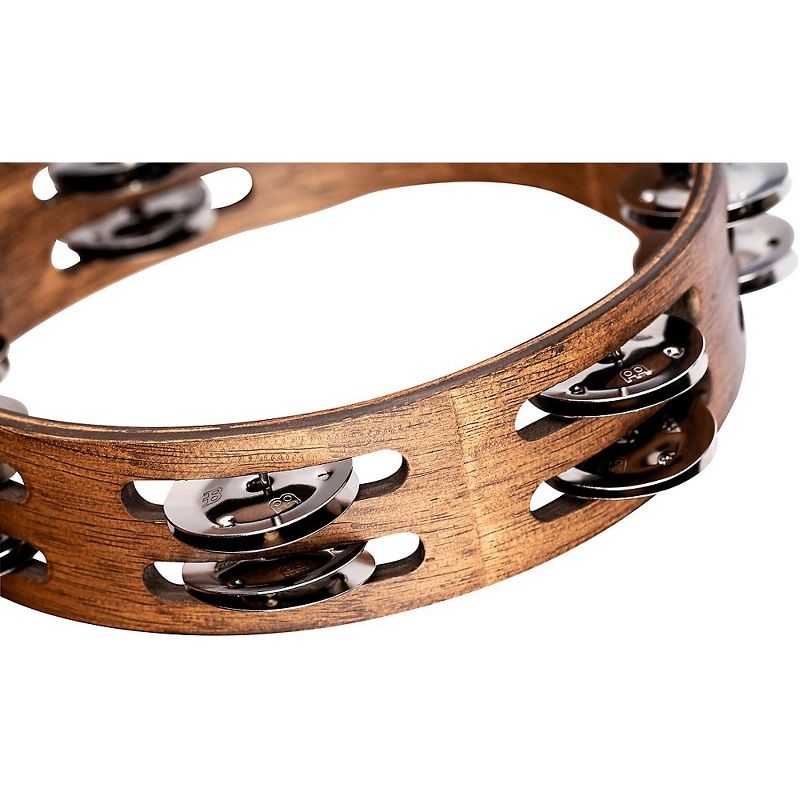 MEINL Compact Wood Tambourine with Double Row Stainless Steel Jingles 8 in. Walnut Brown, 3 of 6