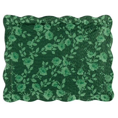 Green Floral Scalloped Edge Pillow Sham