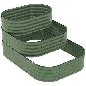 3-Tier Raised Garden Bed Set w/ Safety Edging, Open Bottom for Vegetables, Herbs, Flowers, 62.25" x 43" x 32.25" - 1 of 4