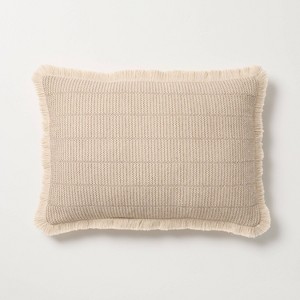 14"x20" Textured Woven Lumbar Toss Pillow Light Natural - Hearth & Hand™ with Magnolia - 1 of 4