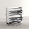 Aghana Digitals Farmhouse Narrow Shoe Cabinet with 2 Flip Drawers, X-Shaped Barn Doors, Steel Legs, - 4 of 4