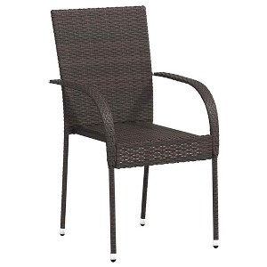 vidaXL Dining Chair Set of 4 Brown PE rattan, powder-coated steel - Brown 4 - 1 of 4