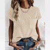 Womens Casual Sweater Tops Cap Sleeve Knit Tops with Chest Pocket Summer Crew Neck Pullover Sweater Womens Spring/Fall Outfits - 3 of 4