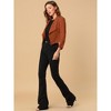 INSPIRE CHIC Women's Regular Fit Notched Lapel Ruched Sleeve Business Crop Blazer - 4 of 4