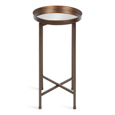 Celia Bronze Metal Foldable Tray Accent Table with Mirror Top