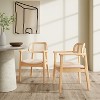 Christopher Knight Home Evelyn Mid-Century Modern Wood Upholstered Dining Chair with Rattan-Weave Backrest (Set of 2) - 2 of 4