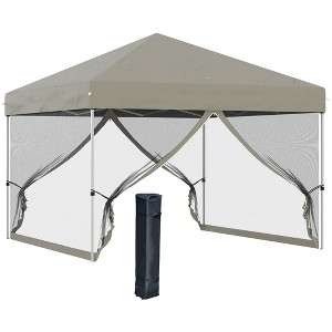 Aghana Digitals 10'x10' Dark Blue Pop Up Canopy Tent with Mesh Sidewalls, Height-Adjustable Steel - 1 of 4