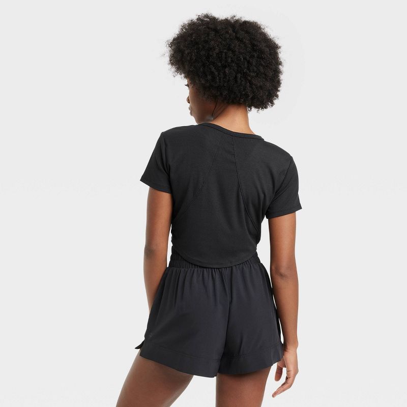 Women's Modal Rib Cropped Short Sleeve Shirt - All In Motion™, 2 of 6