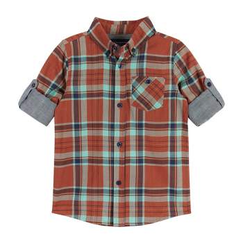 Andy & Evan  Toddler Rust Plaid Two-Faced Buttondown