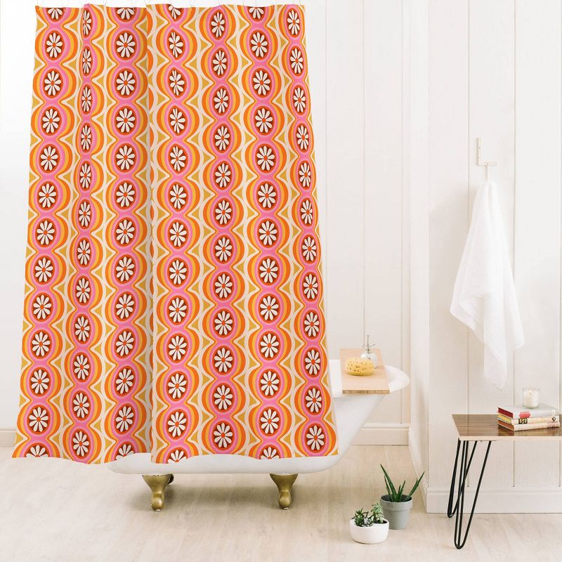 Megan Galante Wavy Daisy Shower Curtain Orange - Deny Designs, 3 of 5