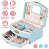 iMountek "2-Layer Lockable Jewelry Box for Women & Girls – Leather Jewelry Organizer for Rings, Necklaces & More" MintBlue - 2 of 4