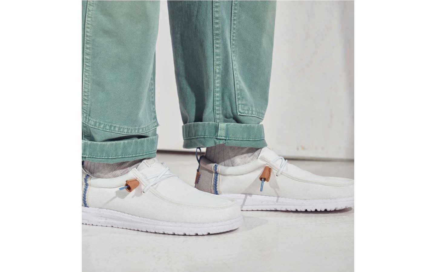 HEYDUDE Men Wally Craft Linen, White/Stone Grey, 10, цвет: Белый — фото 7