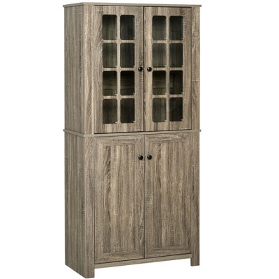 Homcom Freestanding Kitchen Pantry Storage With 2 Large Cabinets, 4 ...